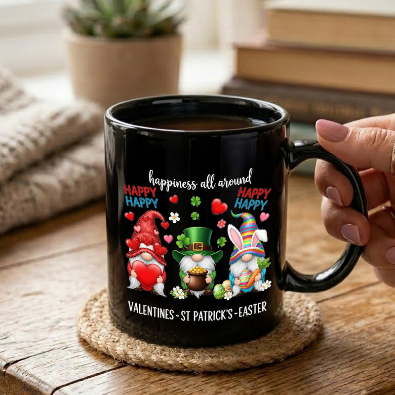 Festive Holiday Gnomes Illustration Mug