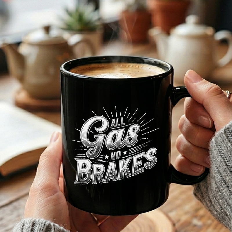 All Gas No Brakes Typography Mug