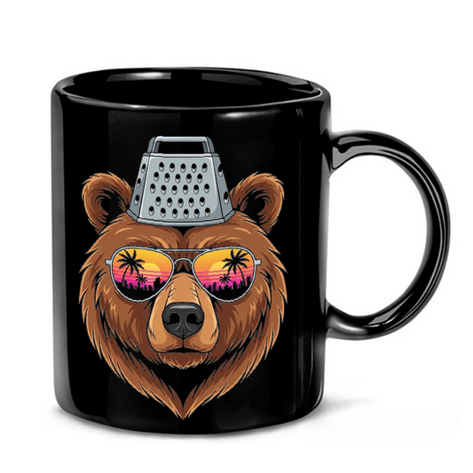 Bear Sunset Retro Illustration Mug