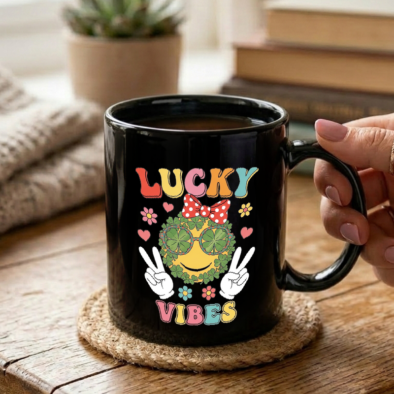 Lucky Clover Emoji Face Mug
