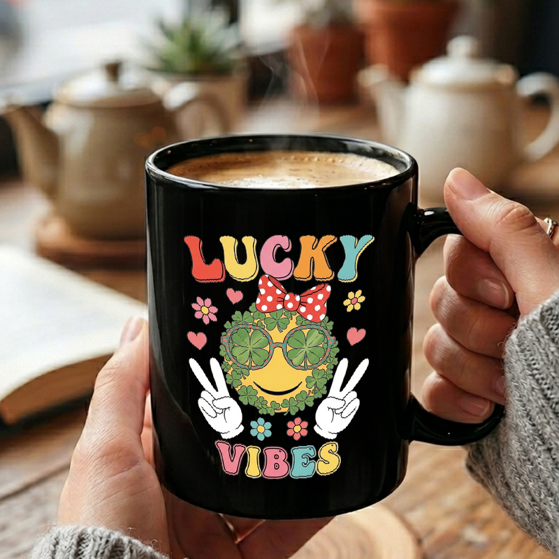 Lucky Clover Emoji Face Mug