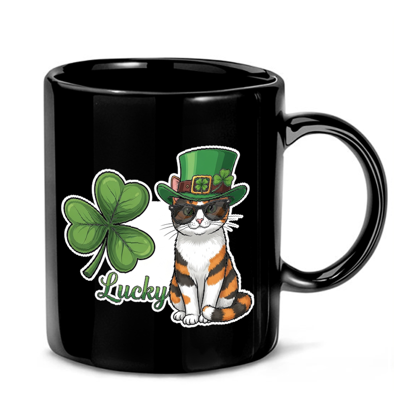Lucky Calico Cat Clover Mug