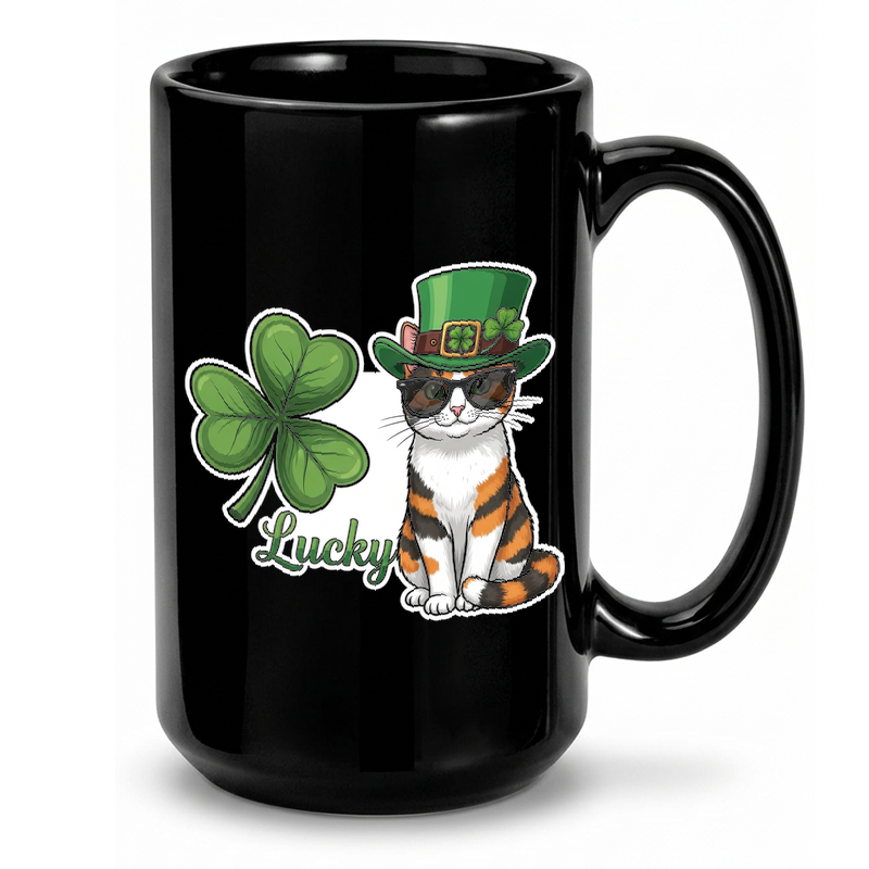 Lucky Calico Cat Clover Mug