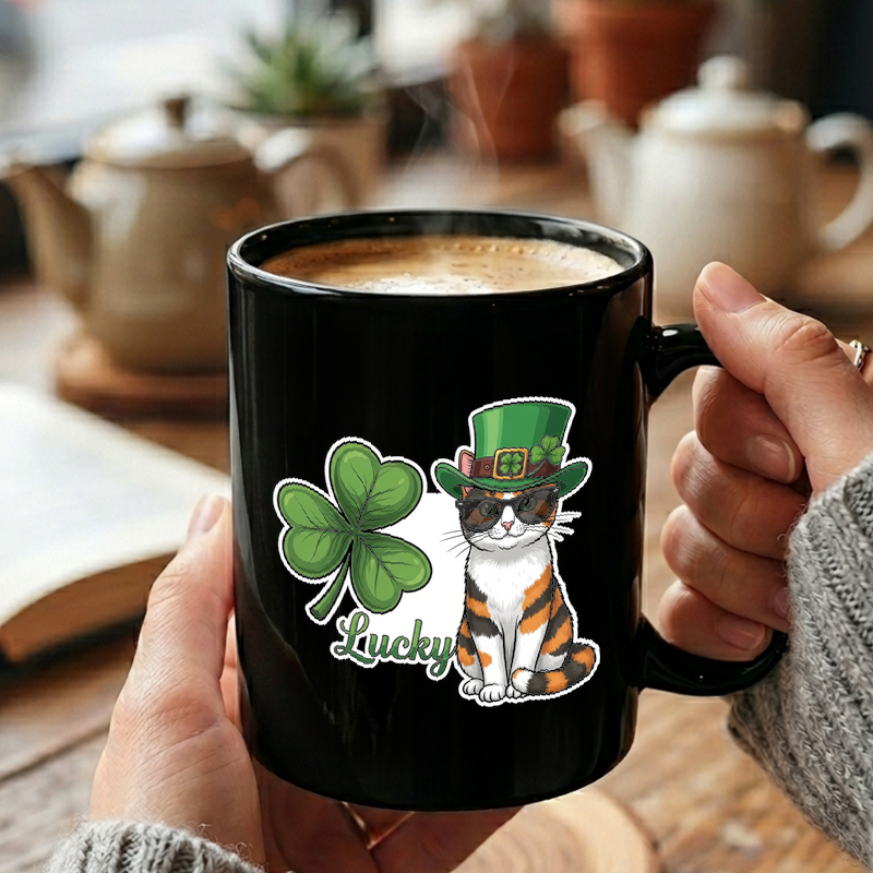 Lucky Calico Cat Clover Mug