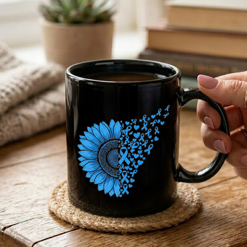 Blue Sunflower Cancer Awareness Mug