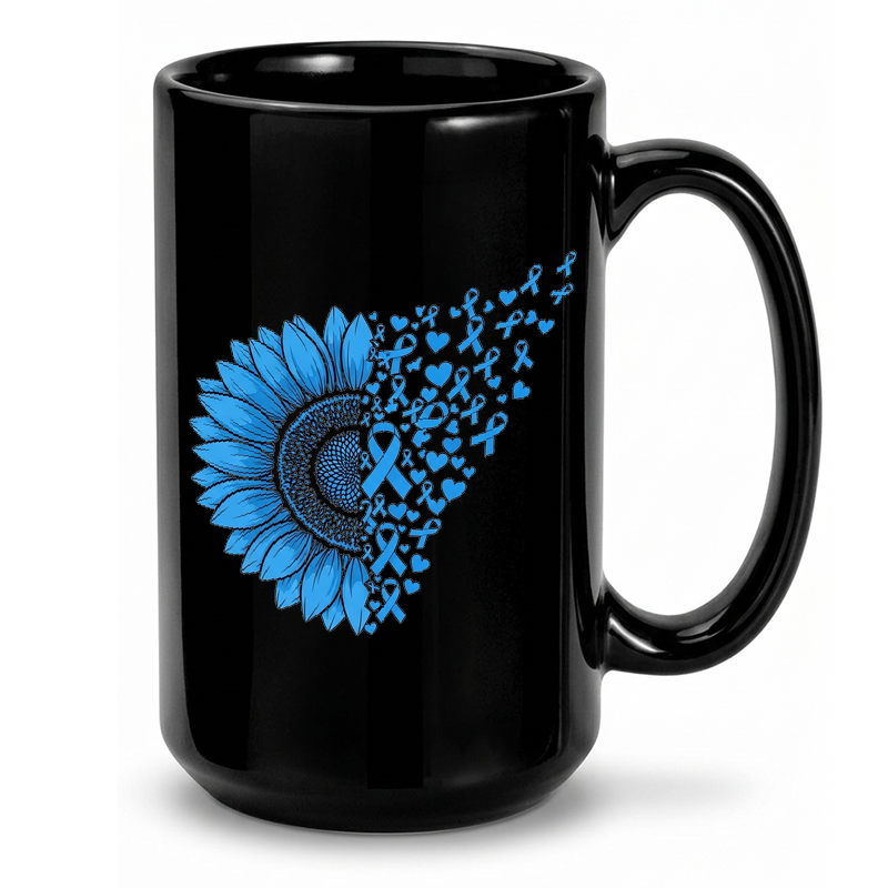 Blue Sunflower Cancer Awareness Mug