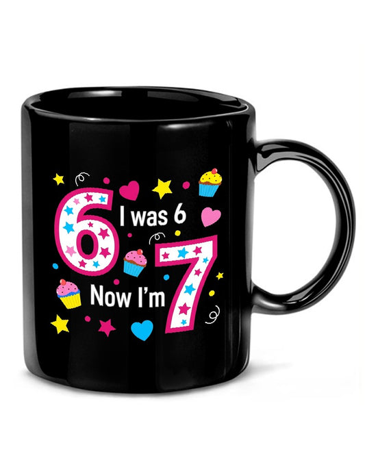 Funny 7th Birthday T-Shirt for Girls - I Was 6 Now I'm 7 - Mockup