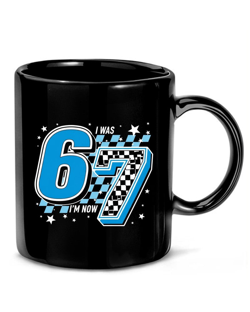 I Was 6 Now I'm 7 Birthday Boy Racing Tee | Blue Checkered - Mockup