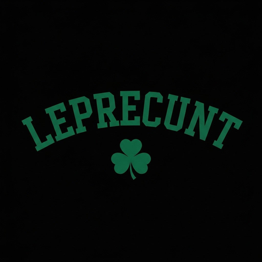 Leprecunt Funny St. Patrick's Day T-Shirt | Irish Shamrock Tee - Design