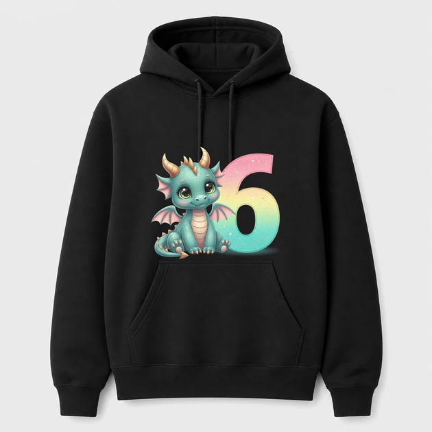 6Th Birthday Dragon on black Hoodies