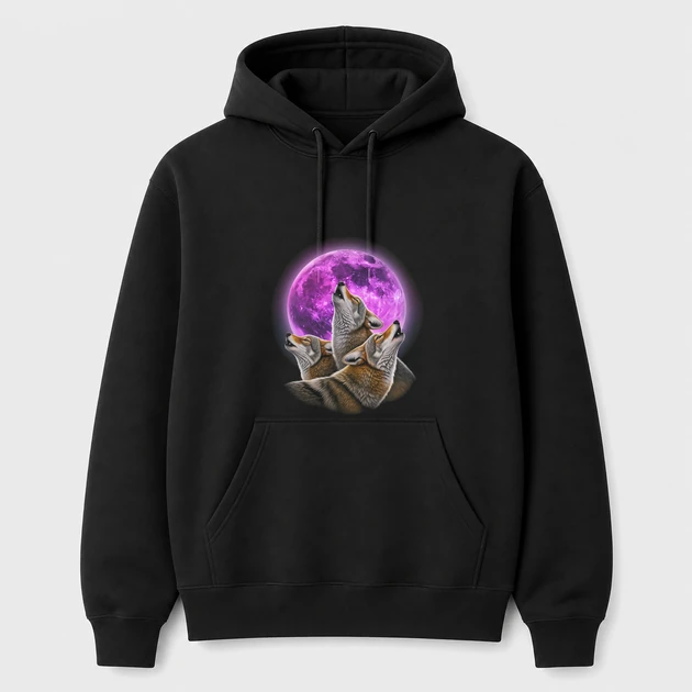 3 Coyote Howling At The Moon on black Hoodies