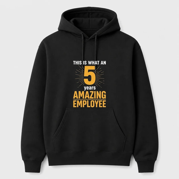 5Th Work Anniversary on black Hoodies