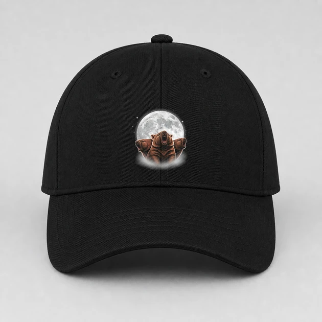 3 Wombats Howling At The Moon on black Hats