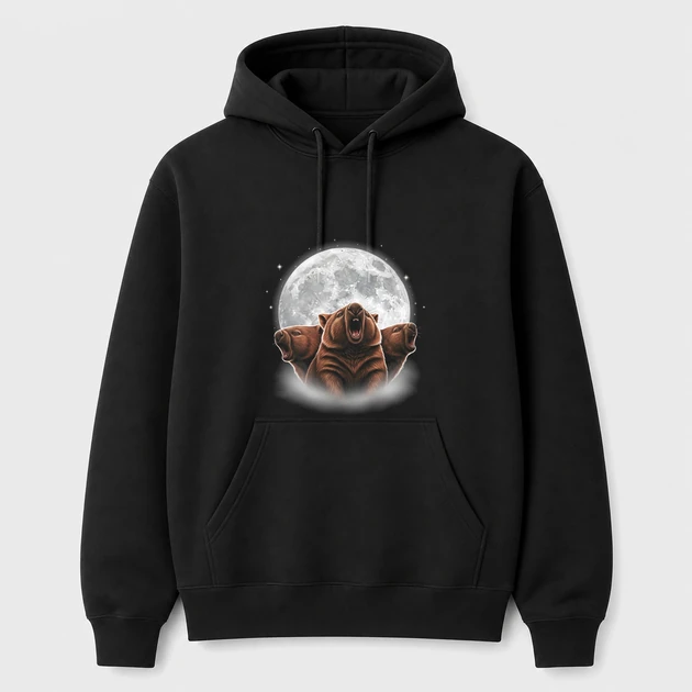 3 Wombats Howling At The Moon on black Hoodies