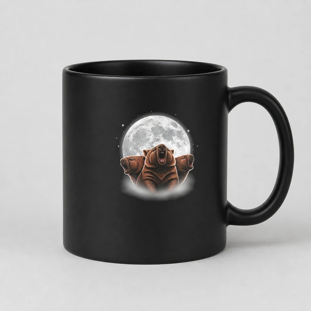3 Wombats Howling At The Moon on black Mugs
