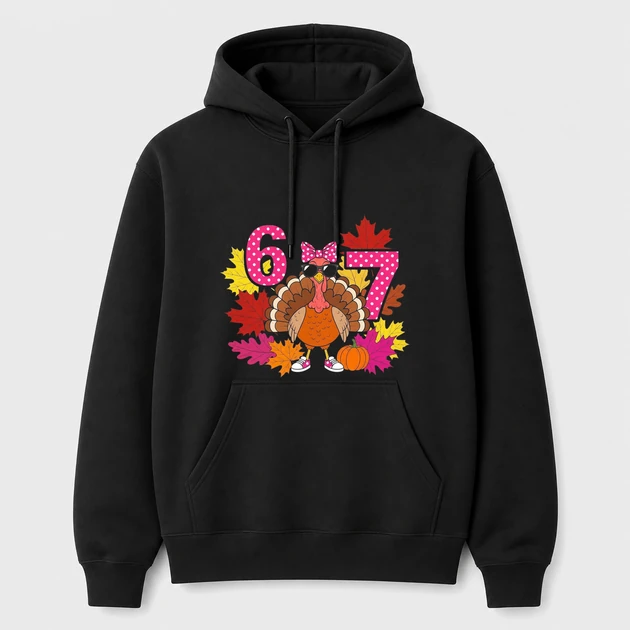 6 7 Thanksgiving Meme on black Hoodies