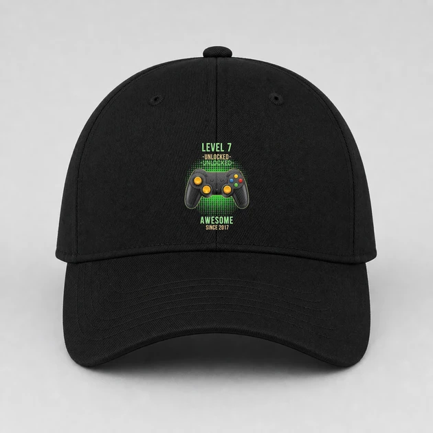 7Th Birthday Gamer on black Hats