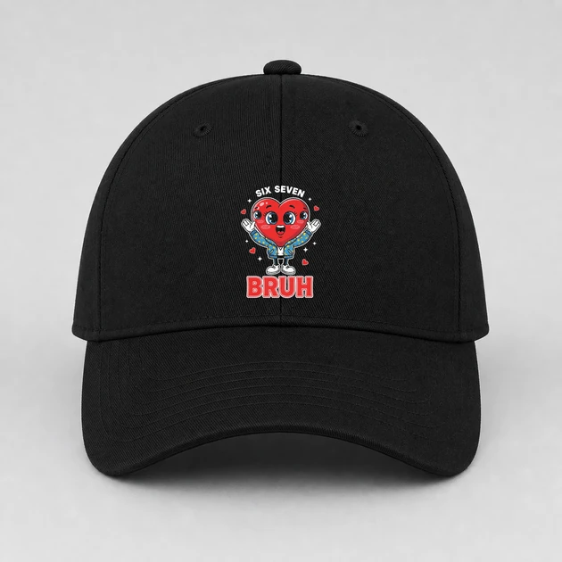 6 7 Heart Meme on black Hats