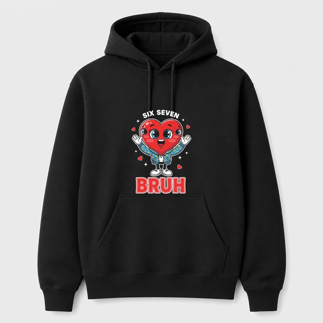 6 7 Heart Meme on black Hoodies