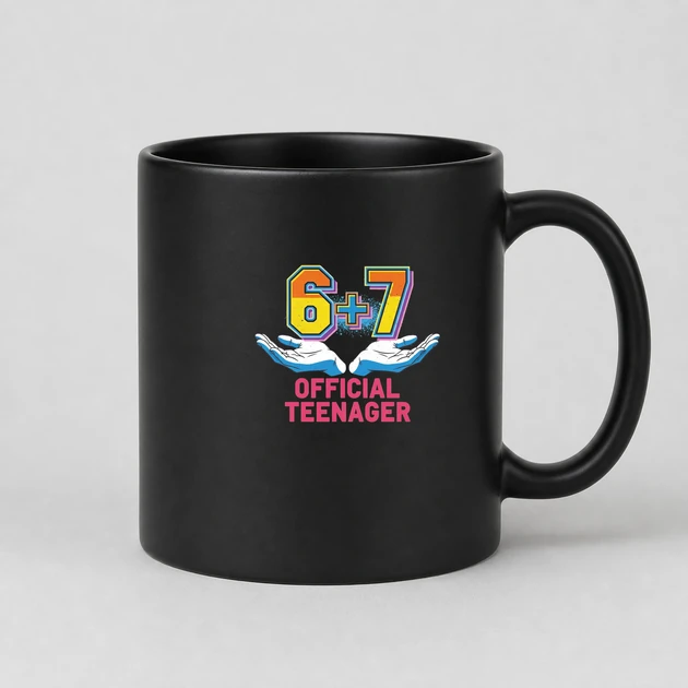 6 7 Birthday Meme on black Mugs