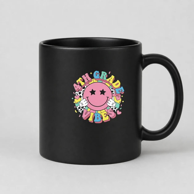 4Th Grade Vibes on black Mugs